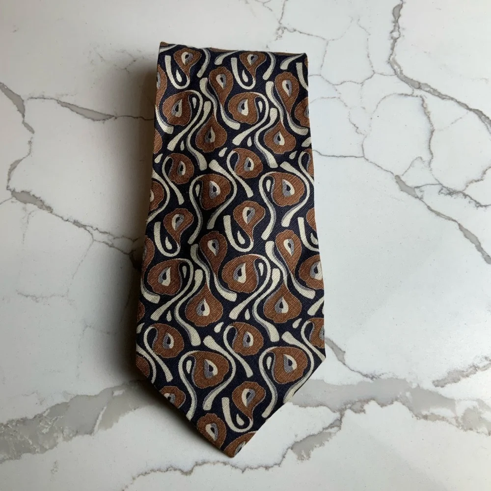Giorgio Armani Cravatte 100% Linen Paisley Men's Tie. - Picture 5 of 7